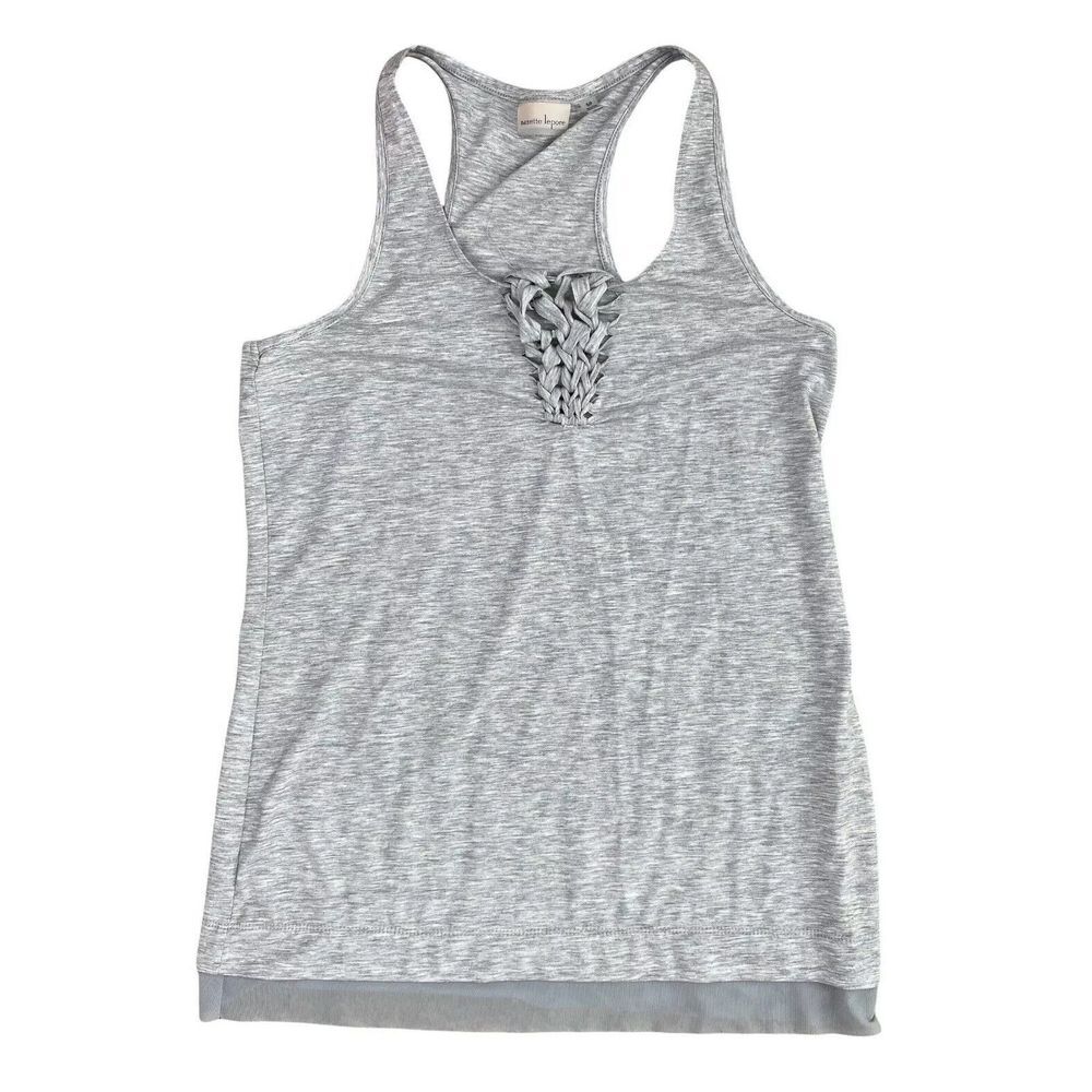 Nanette Lepore Play Braided Tank Top Size S Racer Back Active Grey Heather NWOT